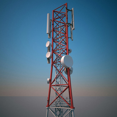 35m Self Supporting Telecom Tower Galvanized Steel Painting Lattice Structure