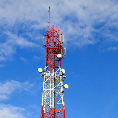 Galvanized Steel Angel Lattice Telecom Towers 45m 4 Legs Wind Load 1.0kN/sqm