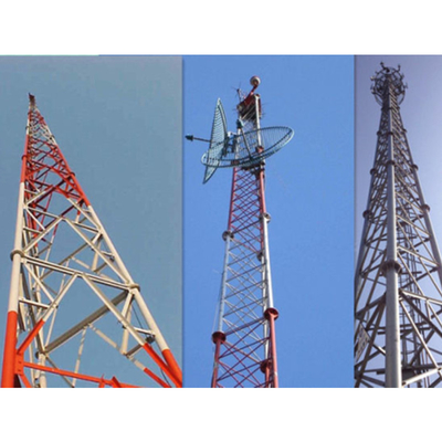 Communication Angle Steel Telecom Tower With Antenna Mounts