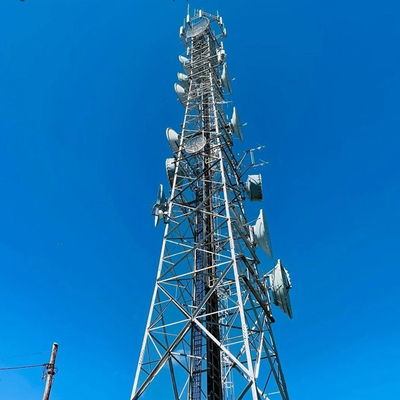 50m HDG Steel Lattice Telecom Tower Against Earthquake