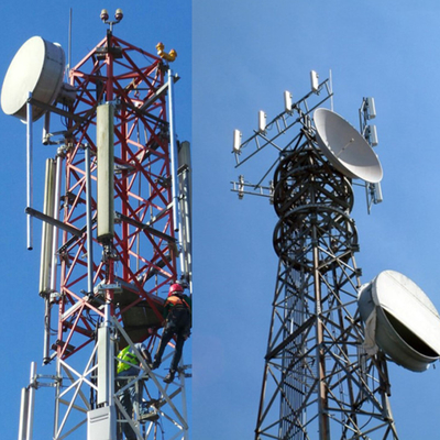Arc Welding 50m Telecom Steel Tower Wind Pressure Up  To 220km/H