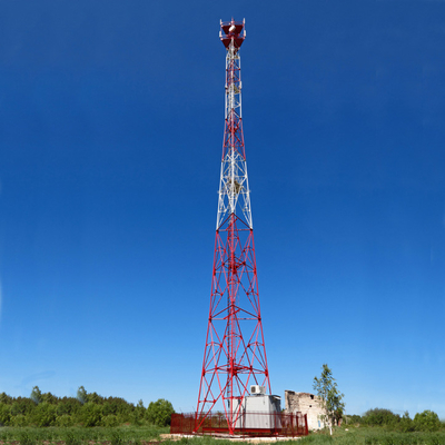 4 Legged Lattice Telecom Tower 45m Galvanized Steel Pylon Self Support Lattice Mast