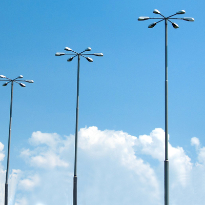 Customized Diameter Galvanized Street Light Pole Silver Color 6m To 12m Height