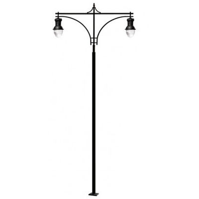 6m 15m Solar Street Light Pole Galvanized Steel Double Arm For Garden