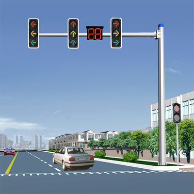 15m Street Lights Traffic Signal Light Pole Single Arm Multiple Mounting Brackets