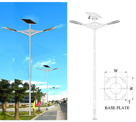 Custom Galvanized Steel Street Lighting Pole Anti Corrosion Finish