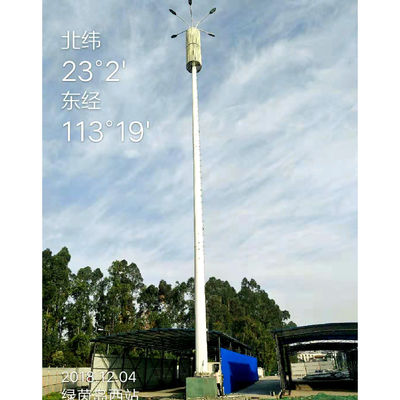 50m High Mast Galvanized Steel Pole Tower Q345 With 4 Lights