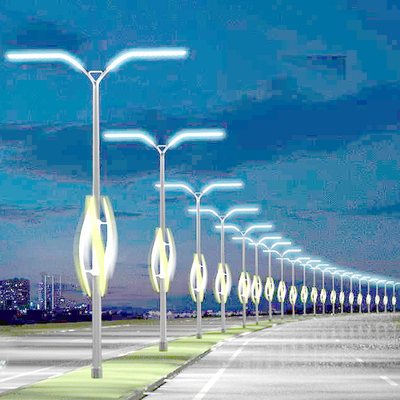 Galvanized Steel 100W Street Light Pole With IP65 Rating And Base Plate