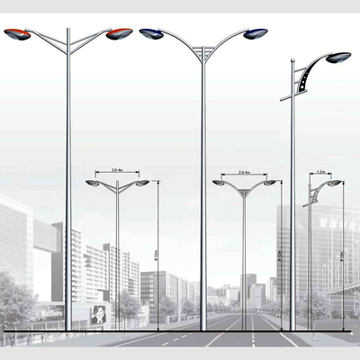 Galvanised Steel Outdoor Street Light Pole 6m To 12m Height