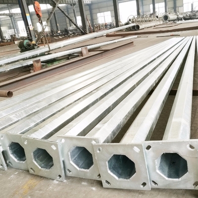 Customized Height Galvanized Steel Street Light Pole 6m With 2 LED Luminaires