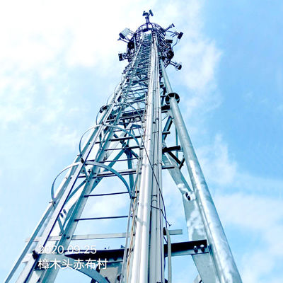 BTS Cellular Signal Transmission Tower  Steel Four Legs Lattice Mast