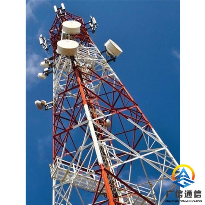 Galvanized Tubular Steel Tower With Radio Antennas Transmission
